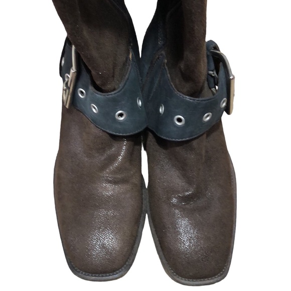 DONALD J. PLINER | Womens Black Leather Brown Suede Gale Knee High Boots size 10 - Picture 5 of 16